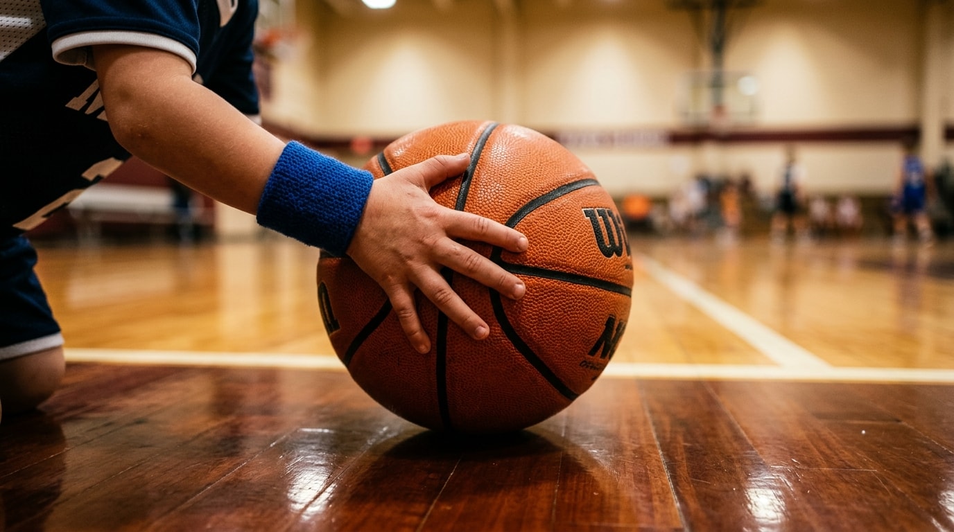 Plano Detalle - Manos Infantiles Sosteniendo el Balón